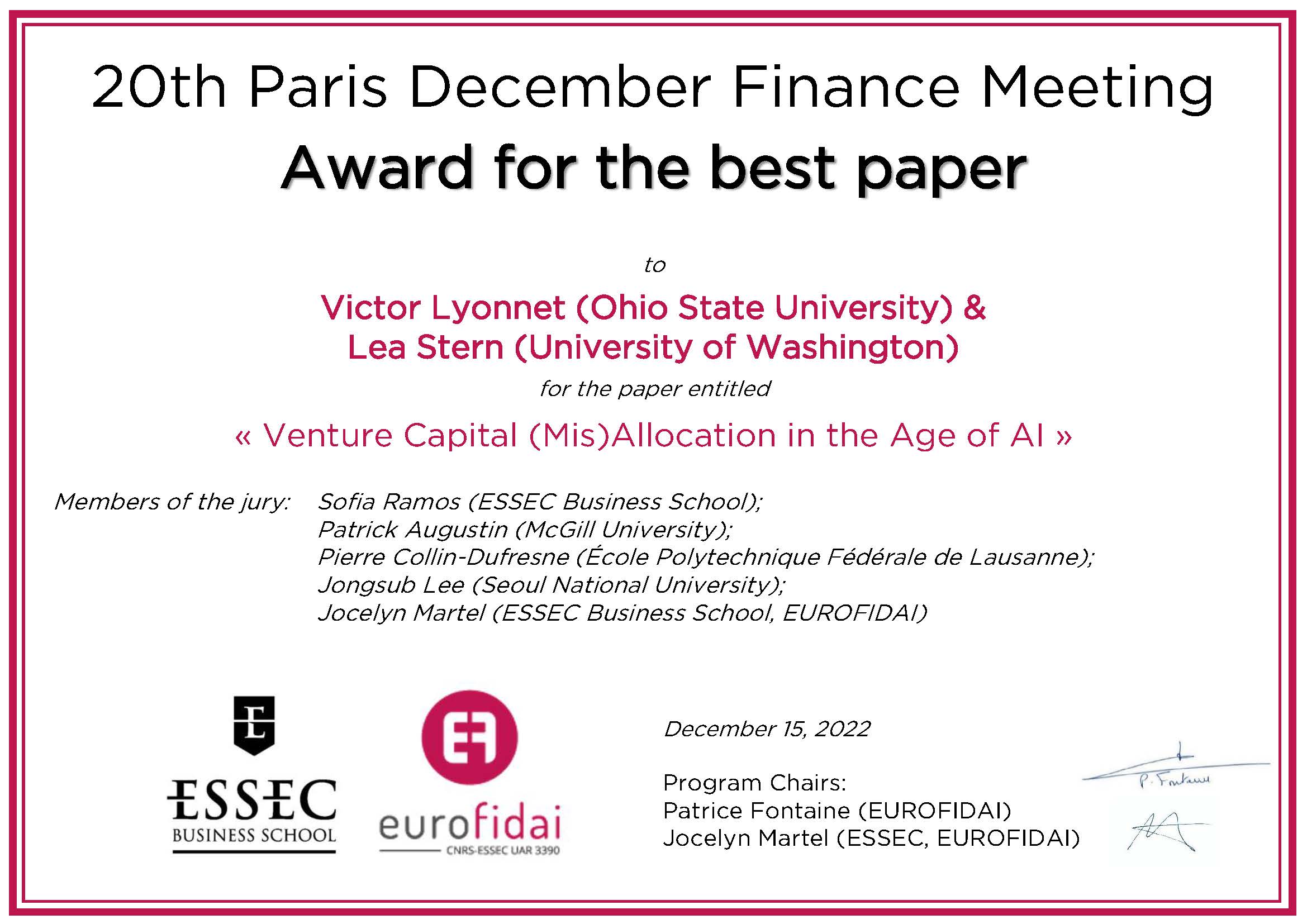Best Paper Award